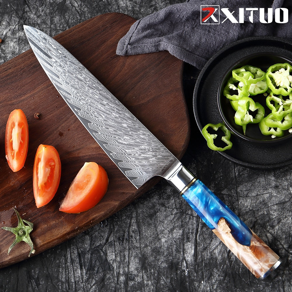 XITUO Golden Kitchen Chef Knife Set Stainless Steel Professional